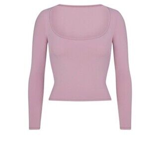 Skims Cotton Jersey Scoop Neck Long Sleeve Top